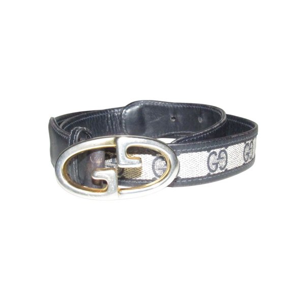 Gucci Navy Guccissima Leather Belt w a Two-tone GG Buckle - Picture 5 of 16